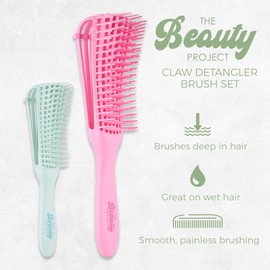 2 Pack Detangling Brush for All Wet or Dry Hair Types - Pain-Free Brushing, Vented Hair Brush - Lightweight Handle - Mommy and Me Brush Set (Muted Pink)