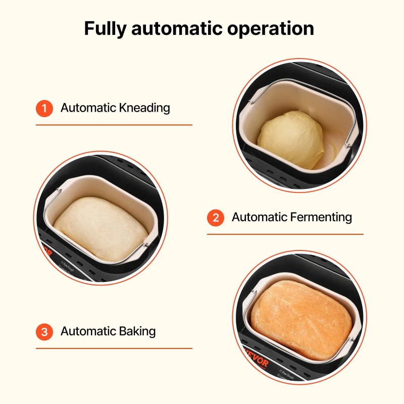 2 Lb Automatic Bread Maker Plastic Nonstick Dough Maker With