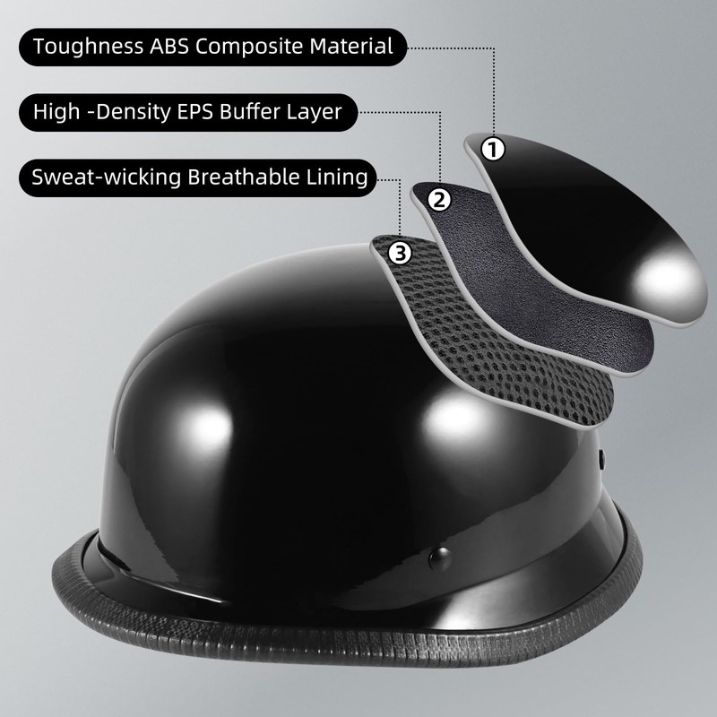 Motorcycle Half Helmets with Face Shield, German Style Motorcycle Helmet