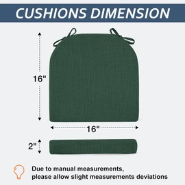 Basic Beyond Chair Cushions for Dining Chairs 4 Pack, Kitchen Chair Cushions with Ties and Non Slip Backing, 16 x 16 inches Chair Pads for Dining Chairs (Forest Green)