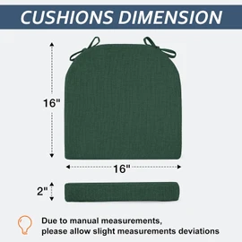 Basic Beyond Chair Cushions for Dining Chairs 4 Pack, Kitchen Chair Cushions with Ties and Non Slip Backing, 16 x 16 inches Chair Pads for Dining Chairs (Forest Green)