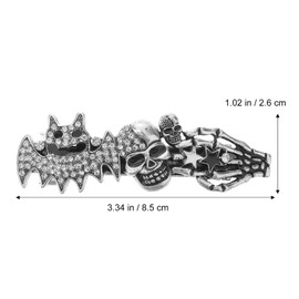 Minkissy 2pcs Bat Hair Clip Halloween Rhinestone Duckbill Hair Clips Skull Star Decoration Spring Barrette Vintage Hair Accessories for Women Kids
