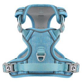 Belababy Medium Dog Harness, Anti Pull Dog Harness with Soft Padded Handle for Walking Training, Adjustable Reflective for Small Medium Large Dogs, Light Blue M