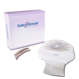 Safe n' Simple One Piece Ostomy Bag with Filter - 12" Transparent - Ostomy Drainable Adhesive Pouches - 1 Piece Adhesive Ostomy Supply Bag - Waterproof Drainable Colostomy Adhesive Bags