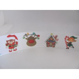 Christmas Reindeer Elf 1 inch Grosgrain Ribbon