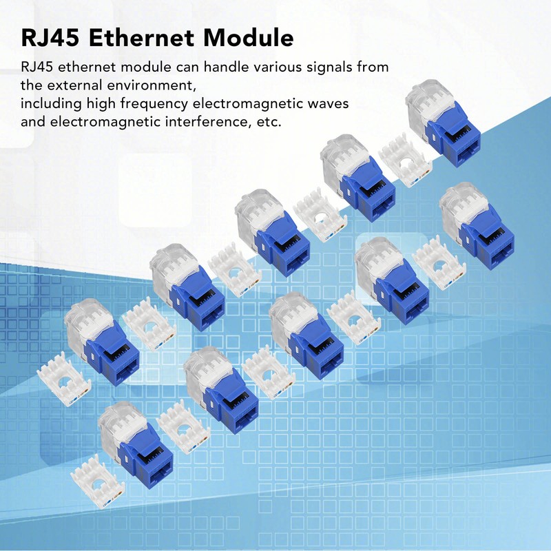 50PCS RJ45 Cat5e Unshielded Network Module 180 Degree Punch Free