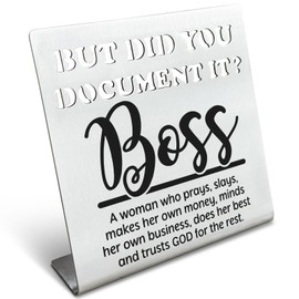 But Did You Document It Boss Office Desk Sign Funny Thank You Appreciation Boss Gifts for Women Boss Lady Signs for Home Office Desk Bookshelf desktop Cubicle Decorations GBUT3