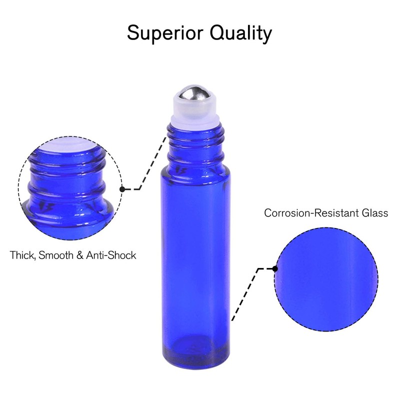 PrettyCare 60 Pack, Bulk 10 ml Essential Oil Roller Bottles