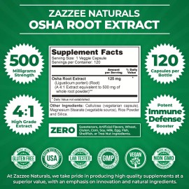 Osha Root Extract 120 Capsules Vegan 500 mg Strength Potent 4:1 Immune Support