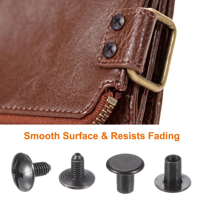 sourcing map 100set Round Flat Head Screws Buttons 5/16" Metal