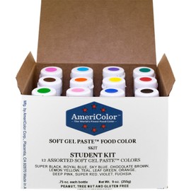 Food Coloring AmeriColor Student - Kit 12 .75 Ounce Bottles Soft Gel Paste Colors