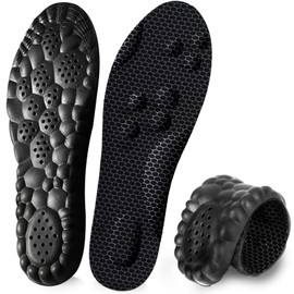 4D Cloud Insoles for Men and Women, Arch Support Insoles, Memory Foam Insoles, Shock Absorption and Cushioning Sports Shoe Insoles for Foot & Joint Support (Graphene Black, Men 7-7.5/Women 9-9.5)