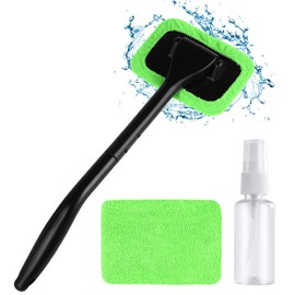 URAQT Autowaschbürste Teleskop, Auto Scheibenreiniger mit 2 Stück Mikrofaserpads und Flasche Faltbar Windschutzscheibenreiniger Scheibenreiniger Windschutzscheiben Reiniger Sauber Demist Nebel