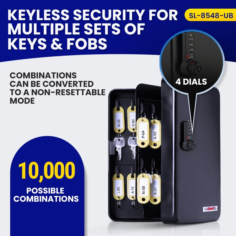 KeyGuard Dual Access Combination Key Cabinet With Black 4-Dial Combi-Cam