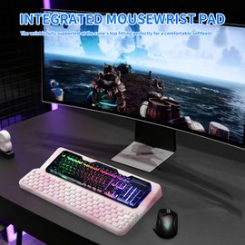 Keyboard Stand for Desktop, Computer Keyboard Stand, Ergonomic Keyboard Holder for Easy Typing Working, Keyboard Riser with Comfortable Wrist Rest for Keyboard Pink