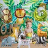 8 PCS Safari Jungle Animal Foil Balloons, Wild One Birthday