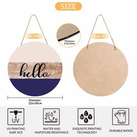 Beabes Welcome Sign for Front Door Porch Retro Beige Purple Hello 12in Round Wreath Wall Decor for Farmhouse Home Outdoor Indoor