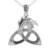 Jewelry Trends Celtic Dragon Trinity Knot Sterling Silver Pendant Necklace