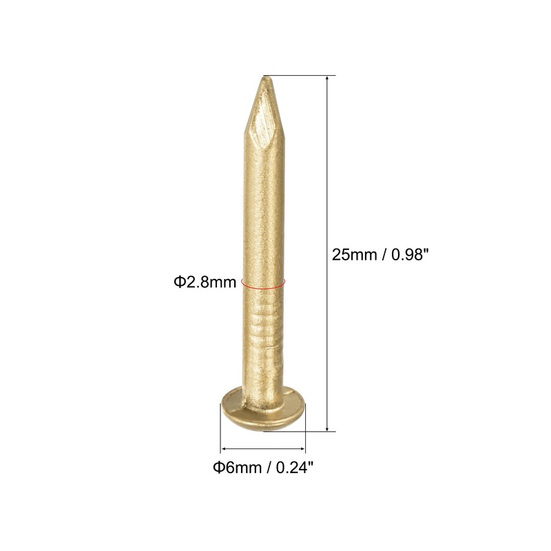 sourcing map Small Tiny Brass Nails 2.8x25mm for DIY Decorative