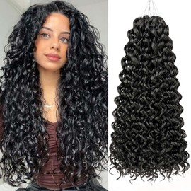 GoGo Curl Crochet hair for Black Women 18 Inch 8 packs Ocean Wave Crochet Hair Natural Black Crochet Braids Synthetic Braiding Hair Extensions