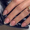 French Tip Press on Nails Short Oval Fake Nails with