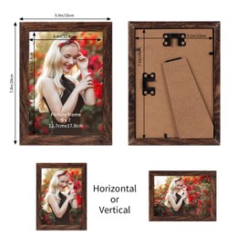 PETAFLOP Wooden Bulk 5x7 Picture Frame Set of 18, Rustic Brown Photo Frames Fits 5 by 7 for Wall or Tabletop Display
