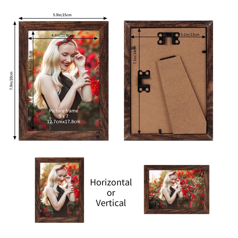 PETAFLOP Wooden Bulk 5x7 Picture Frame Set of 18, Rustic