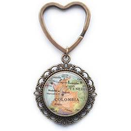 Llavero de mapa de Colombia, llavero de mapa de Colombia, llavero de Colombia, llavero de Colombia, mapa de viaje, joyería de mapa, mapa de viaje, A0045