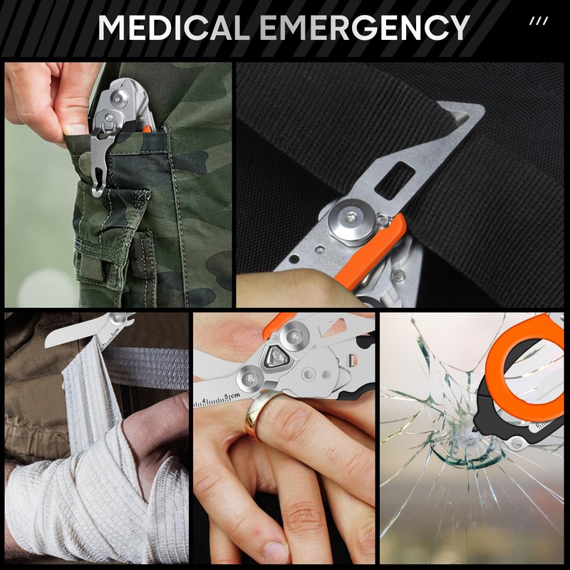 Trauma Shears Emergency Response Shears, Stainless Steel Foldable Scissors Pliers,