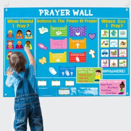 WATINC 37Pcs Prayer Wall Felt Story Board Set with Story Card, Prayer Bulletin Board Accessories, Religious Flannel Felt Stories for Preschool Kids Classroom Sunday School Home