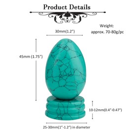 Nupuyai Crystal Egg with Stand for Home Decoration,Carved Polished Stone for Reiki Chakra Healing Green Howlite Turquoise
