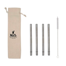 Short Safer Rounded End Stainless Steel Smoothie Straws, Reusable Straight Metal Straws for Half Pint Mason Jars, Coffee Mugs, Small Glasses, Cocktail Straws, 4 Portable Short Stainless Steel Straws
