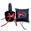 Black Flower Girl Basket and Ring Bearer Pillow Set, Red