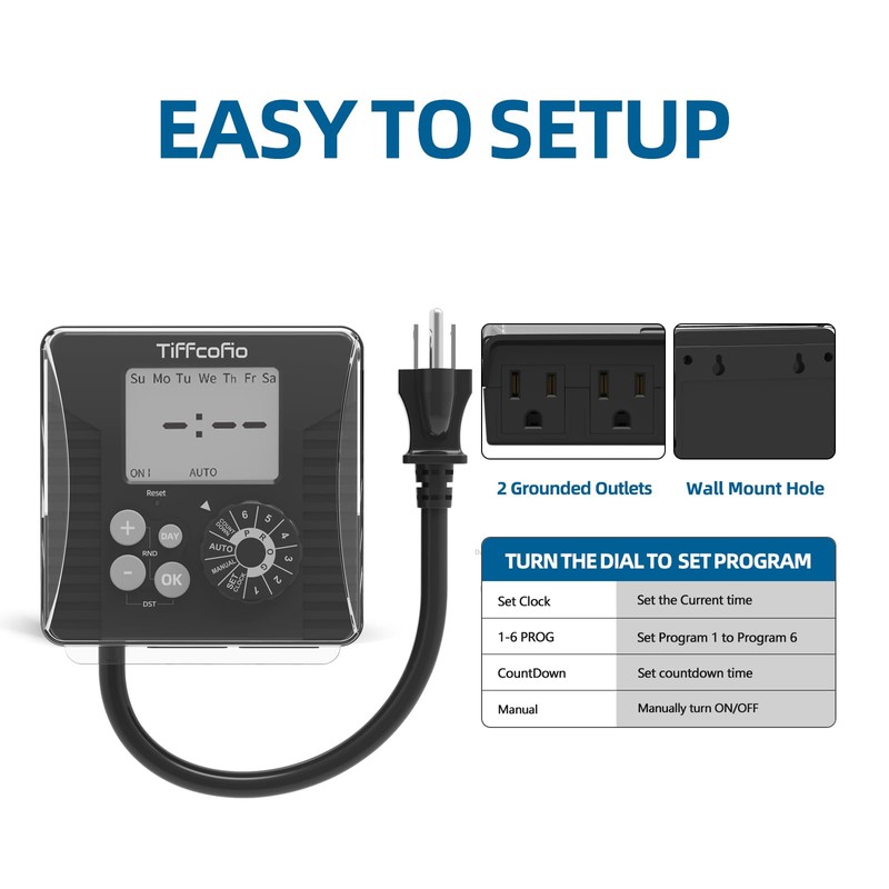 TiFFCOFiO New Digital Outdoor Timer Waterproof, Dial Programmable Method, Outdoor