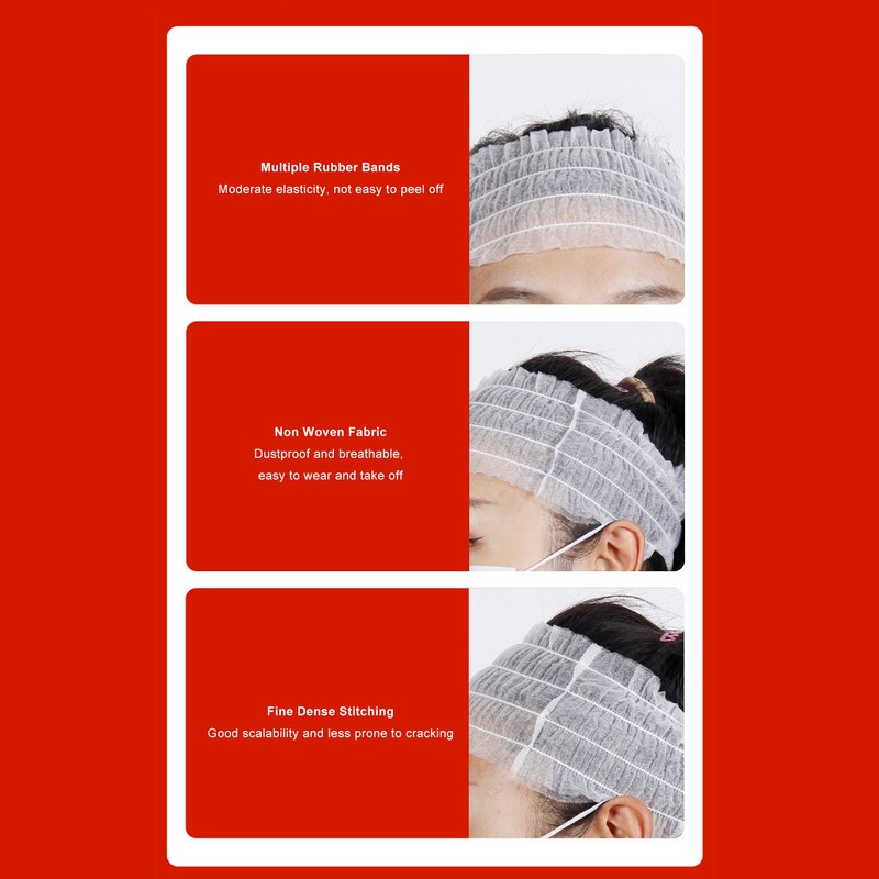 100PCS Facial Spa Headbands Non Woven Fabric Elastic Wrap Makeup