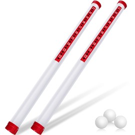 Deekin 2 Pieces Golf Ball Picker Plastic Clear Golf Ball Retriever Collector Golf Ball Pickup Tool Shag Tube(Red)