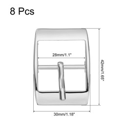 sourcing map Metal Roller Buckle, 8Pcs 1.34 Inch Single Prong Belt Buckle Square Center Bar Buckles for Leather Craft Accessories Belt, Silver