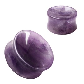 Pierced Owl Natural Concave Amethyst Stone Saddle Plug Gauges, Sold As Pair (16mm (5/8"))
