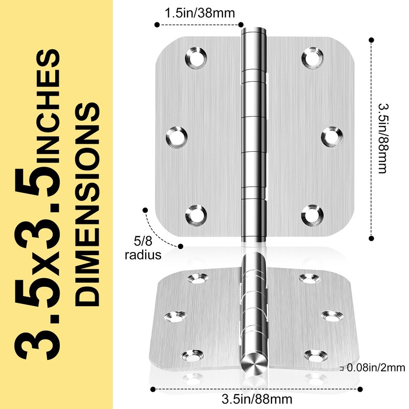 6 Pack 3.5 Inch Heavy Duty Stainless Steel Ball Bearing
