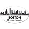 Oval B/W SKYLINE of BOSTON Sticker (city mass decal)