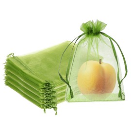 100 Pieces Green Fruit Protection Bags Fruit Protection Bags Fruit Netting Bags with Drawstring for Protecting Vegetable Net Cover Reusable Mesh Bag for Garden Apple Trees(15 * 20cm)