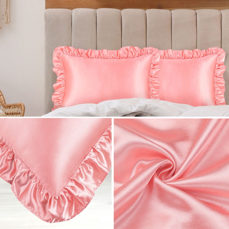 PiccoCasa Satin Pillowcases for Hair and Skin, Retro Silky Pillow