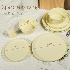 Metflavor Plates and Bowls Sets, 12 Pieces Ceramic Dinnerware Sets, Highly Chip and Crack Resistant, Service for 4, Cream