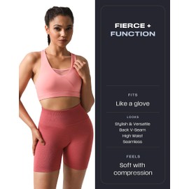 Aoxjox Metamorph - Pantalones cortos de ciclismo para mujer, control de abdomen, cintura alta, atlética, correr, yoga, 6 pulgadas, Barroco Rose Marl, Small