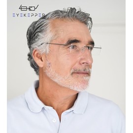 Eyekepper 3-Pack Rimless Metal Reading Glasses for Men - Rectangle Frameless Readers (Black/Blue/Gunmetal)+2.25