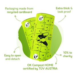 Certified Home Compostable Dog Poop Bags with Handles - 10% to Charity - ASTM D6400 & EN 13432 Compliant - 120 x Large Plant Based Compostable Poop Bags (1 Pantry Roll)
