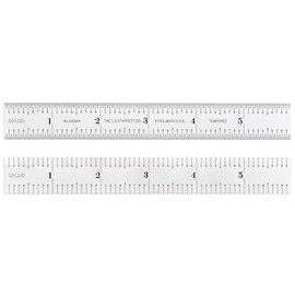 Starrett Spring Tempered Steel Rule with Satin Chrome Finish, Quick Reading and Inch Graduation - 6" Length, 6R Graduation Type, 3/64" Thickness - C606R-6