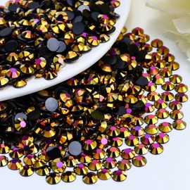 Briskbloom 1000PCS 6mm Resin Flatback Rhinestone, Gold Rose AB Color Flatback Jelly Resin Rhinestones for Mugs, Bottles, Tumblers, Craft Decoration, Loose Bling Glitter Diamond Stone