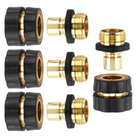 ENNSOO 3/4 Inch Garden Hose Fitting Quick Connector Male and Female Set, Aluminum Quick Connect Hose Fittings with Rubberized Grips, Water Hose Connector for Garden (4 Sets)