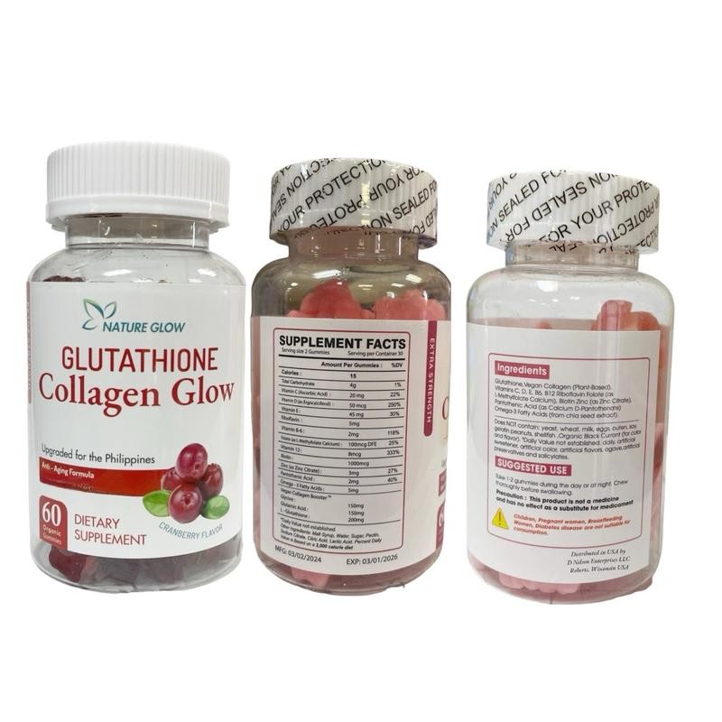 2 Bottles Nature Glow Glutathione Collagen Glow Cranberry Flavor